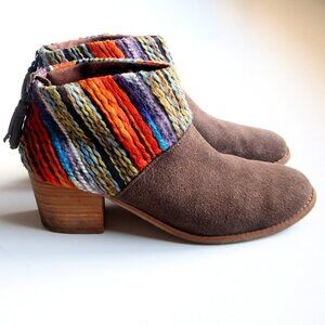 Toms Brown and Orange Ankle Booties with Southwestern Flair